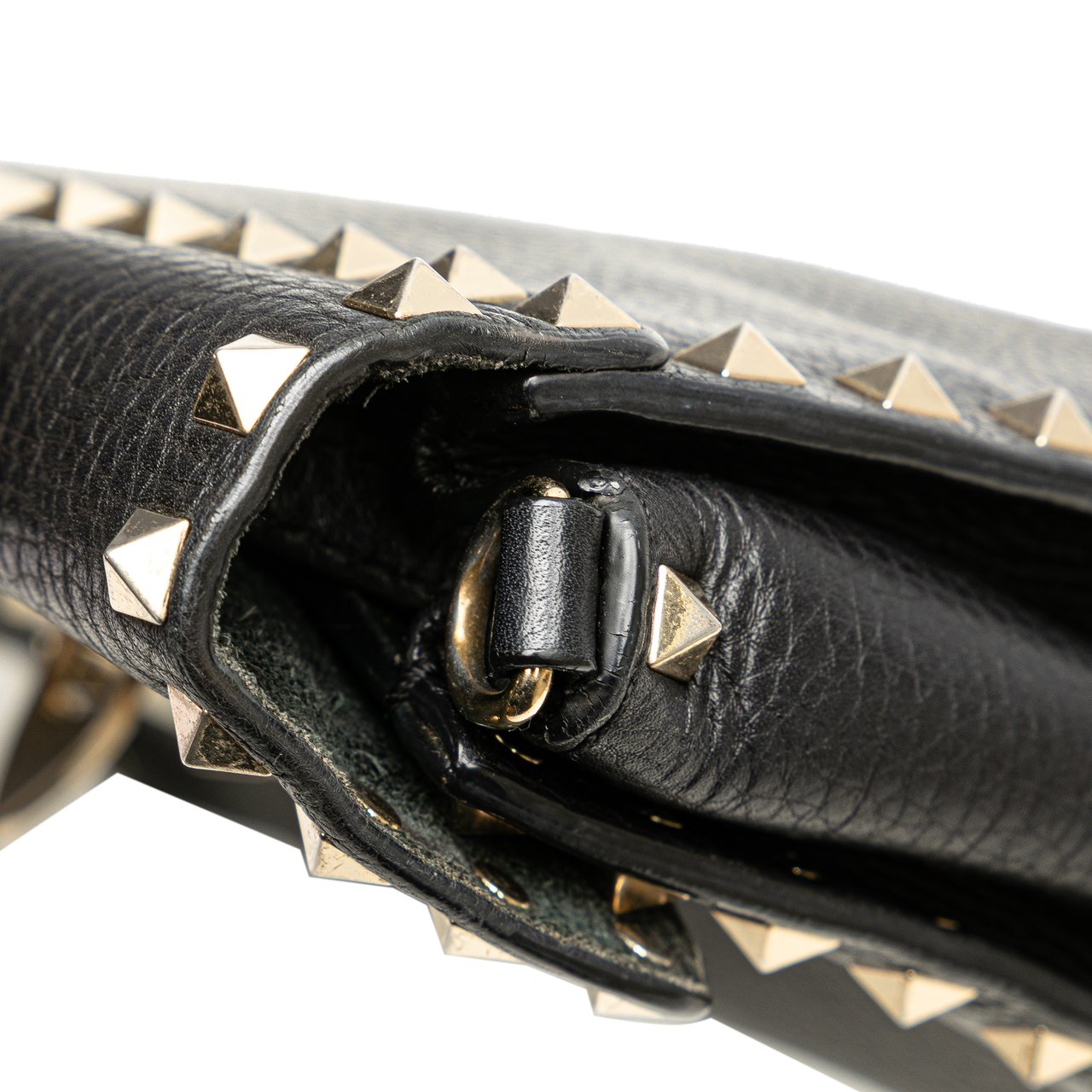 Valentino Small Pebbled Calfskin Rockstud Single Handle Flap Zwart