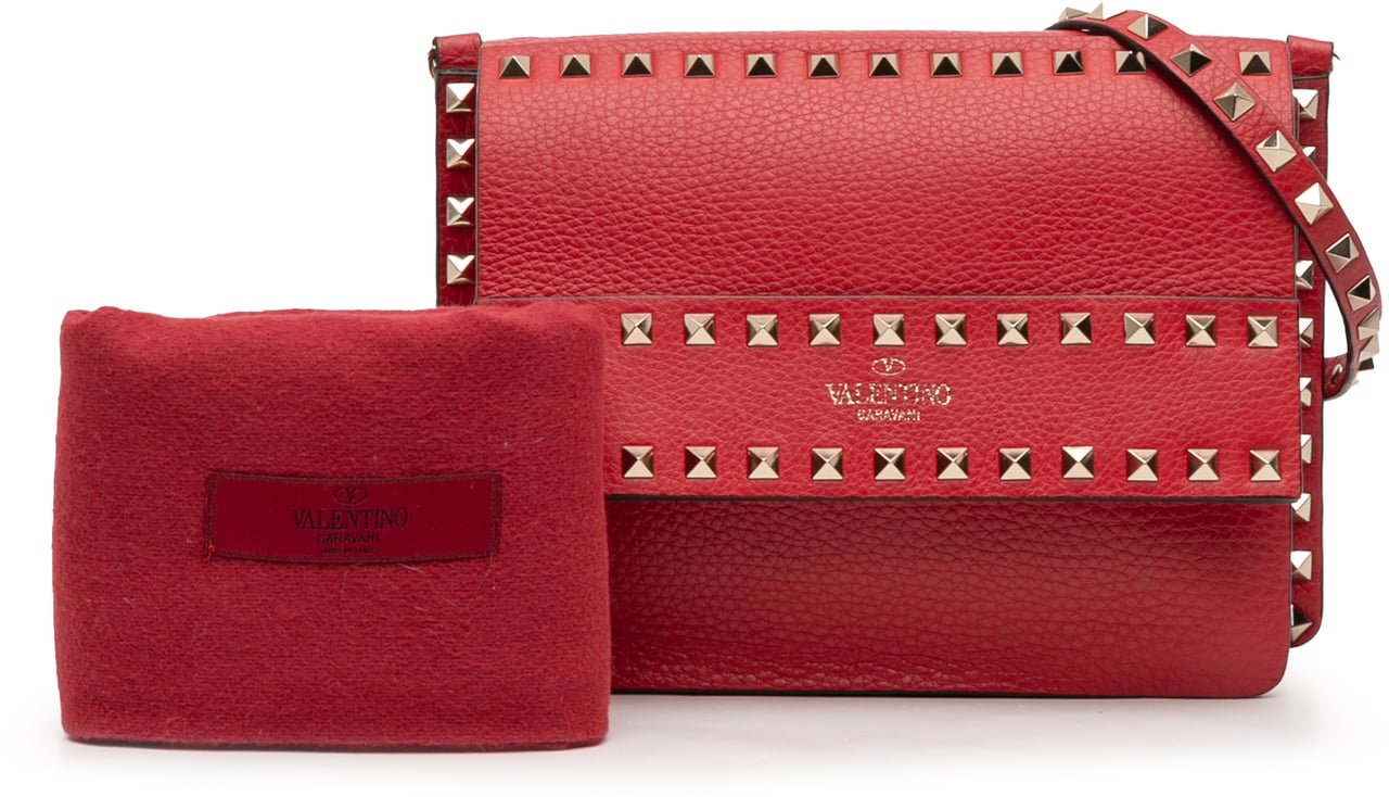Valentino Small Grained Calfskin Rockstud Crossbody Rood