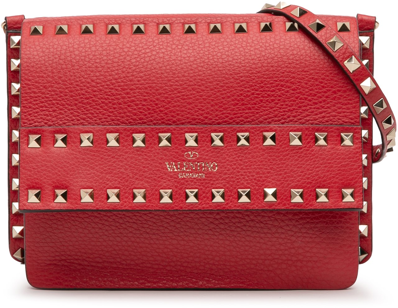 Valentino Small Grained Calfskin Rockstud Crossbody Rood
