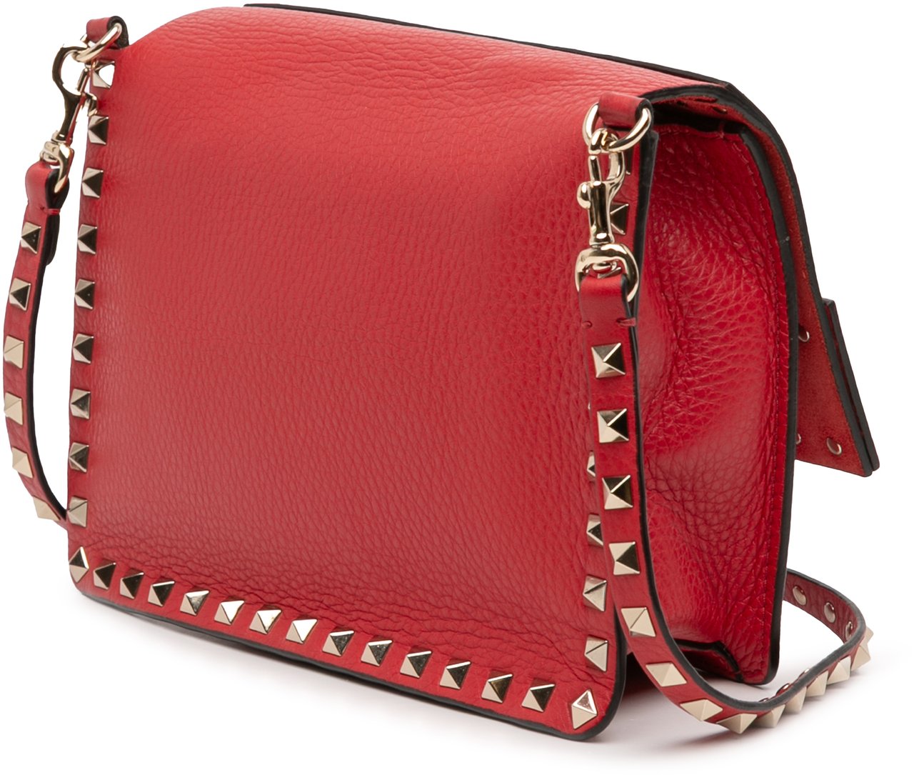 Valentino Small Grained Calfskin Rockstud Crossbody Rood