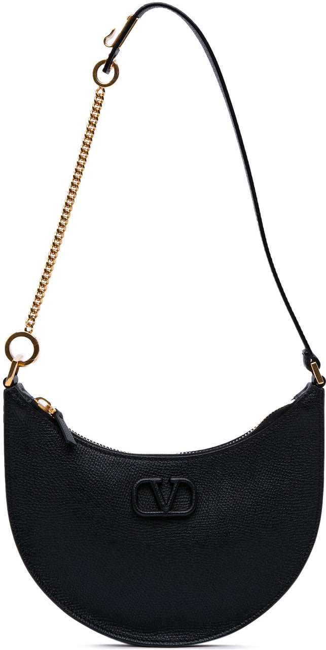 Valentino Mini Grainy Calfskin VLogo Hobo Zwart
