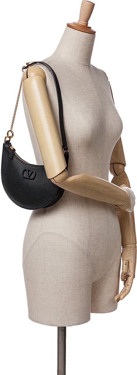 Valentino Mini Grainy Calfskin VLogo Hobo Zwart