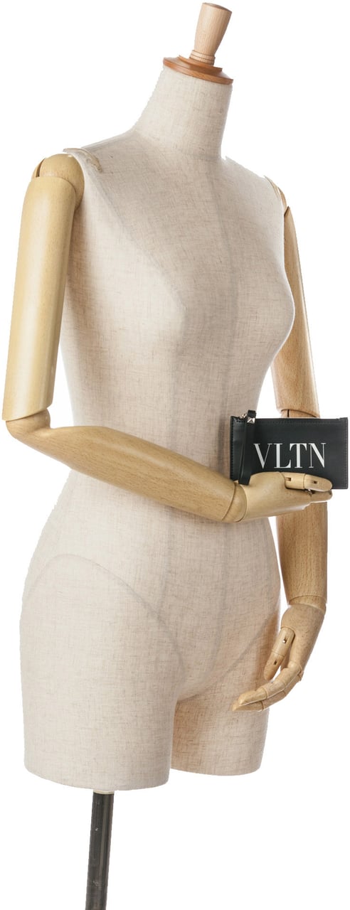 Valentino Leather VLTN Zip Card Holder Zwart