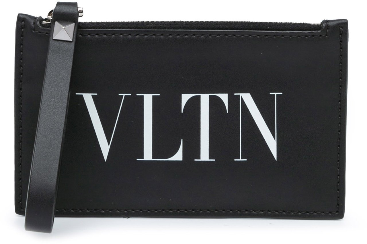 Valentino Leather VLTN Zip Card Holder Zwart