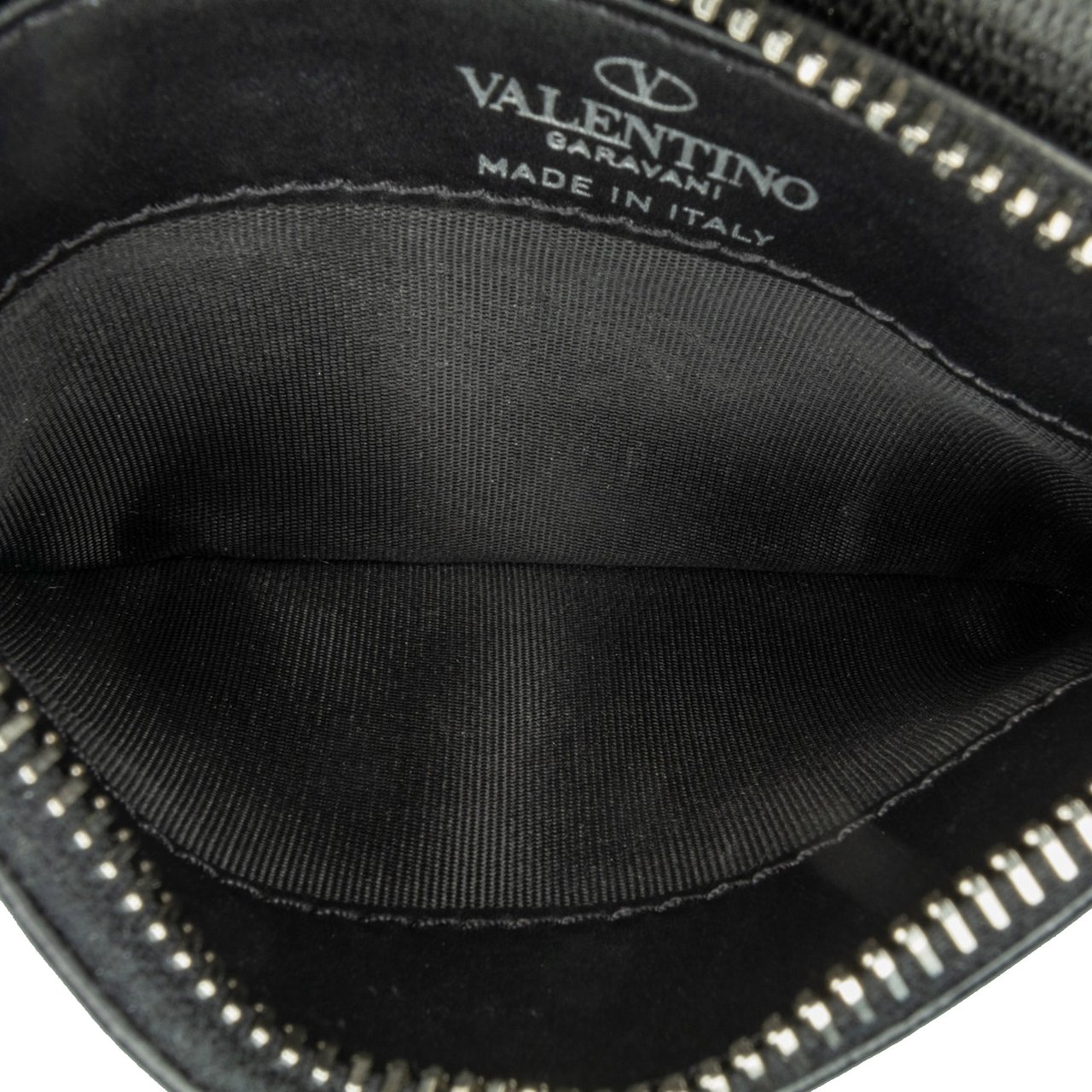 Valentino Leather VLTN Zip Card Holder Zwart