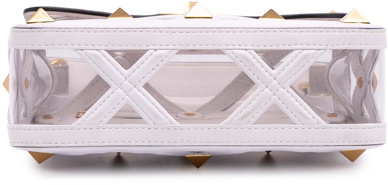 Valentino Medium PVC Roman Stud Satchel Wit
