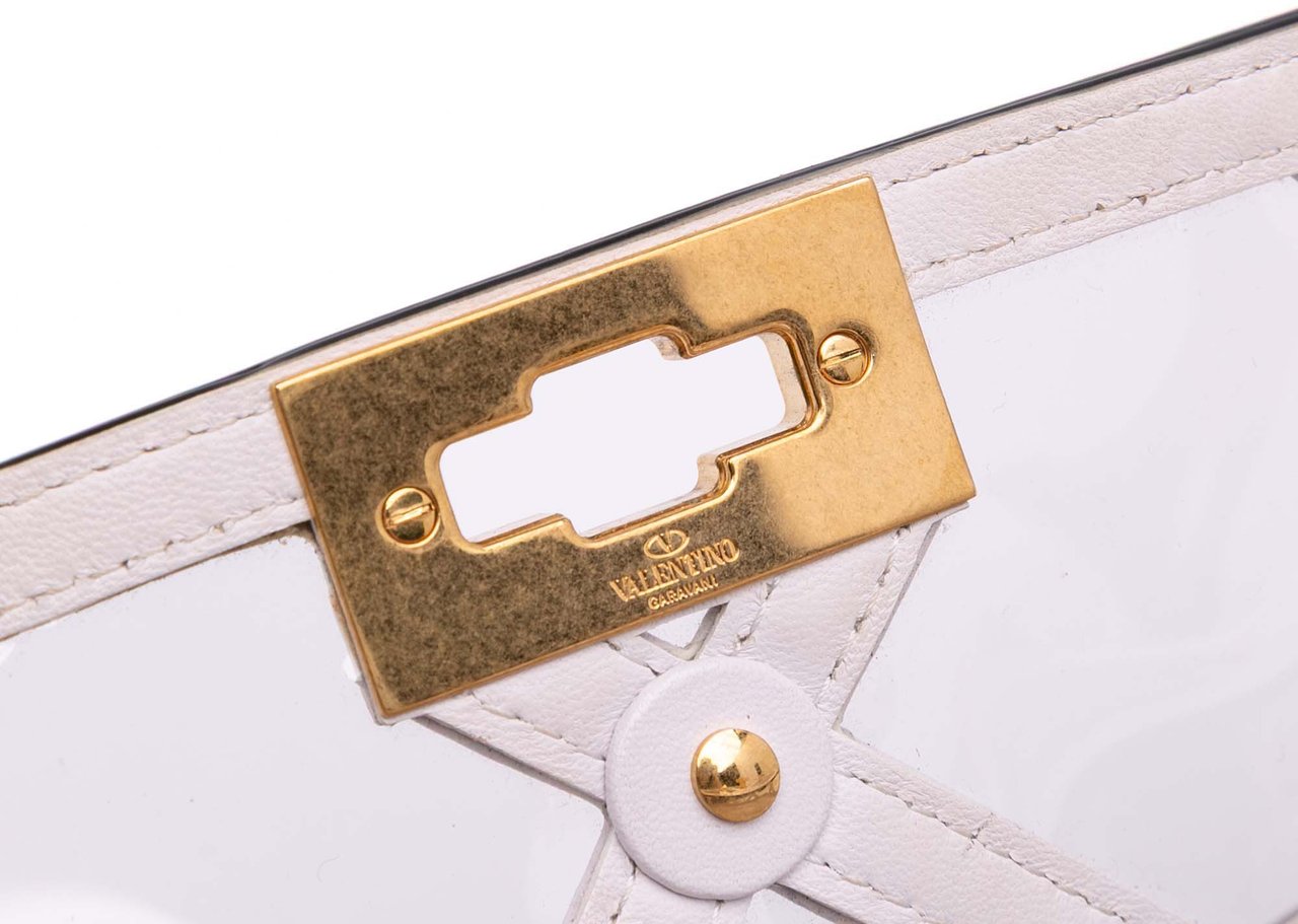 Valentino Medium PVC Roman Stud Satchel Wit