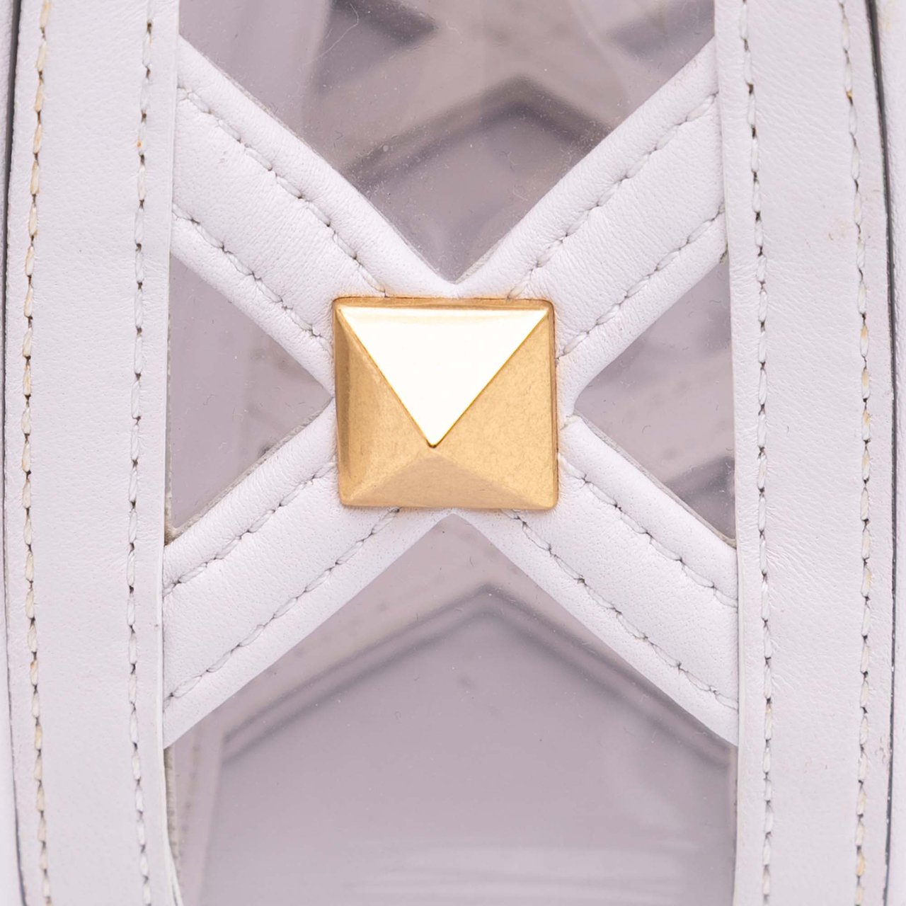 Valentino Medium PVC Roman Stud Satchel Wit