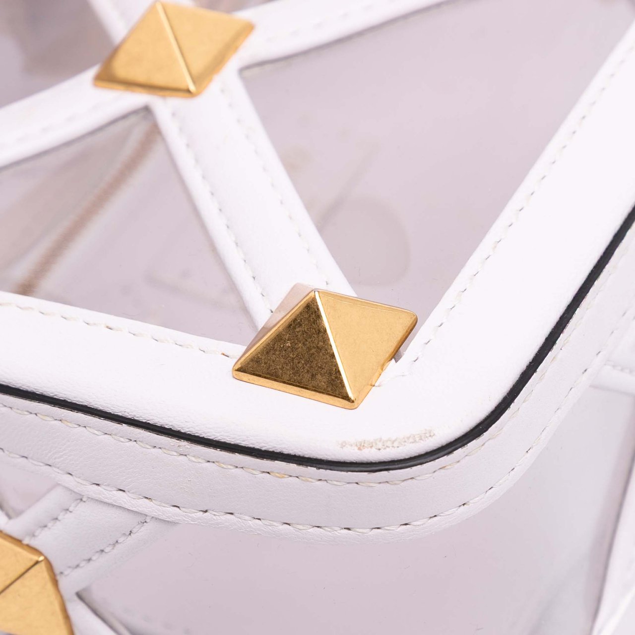 Valentino Medium PVC Roman Stud Satchel Wit