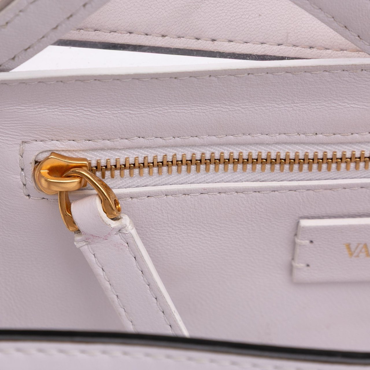 Valentino Medium PVC Roman Stud Satchel Wit