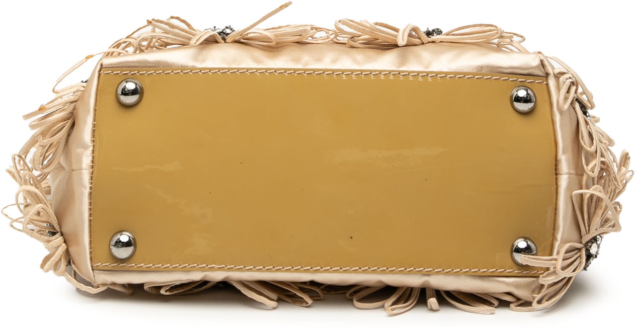 Valentino Floral Embellished Satin Satchel Bruin