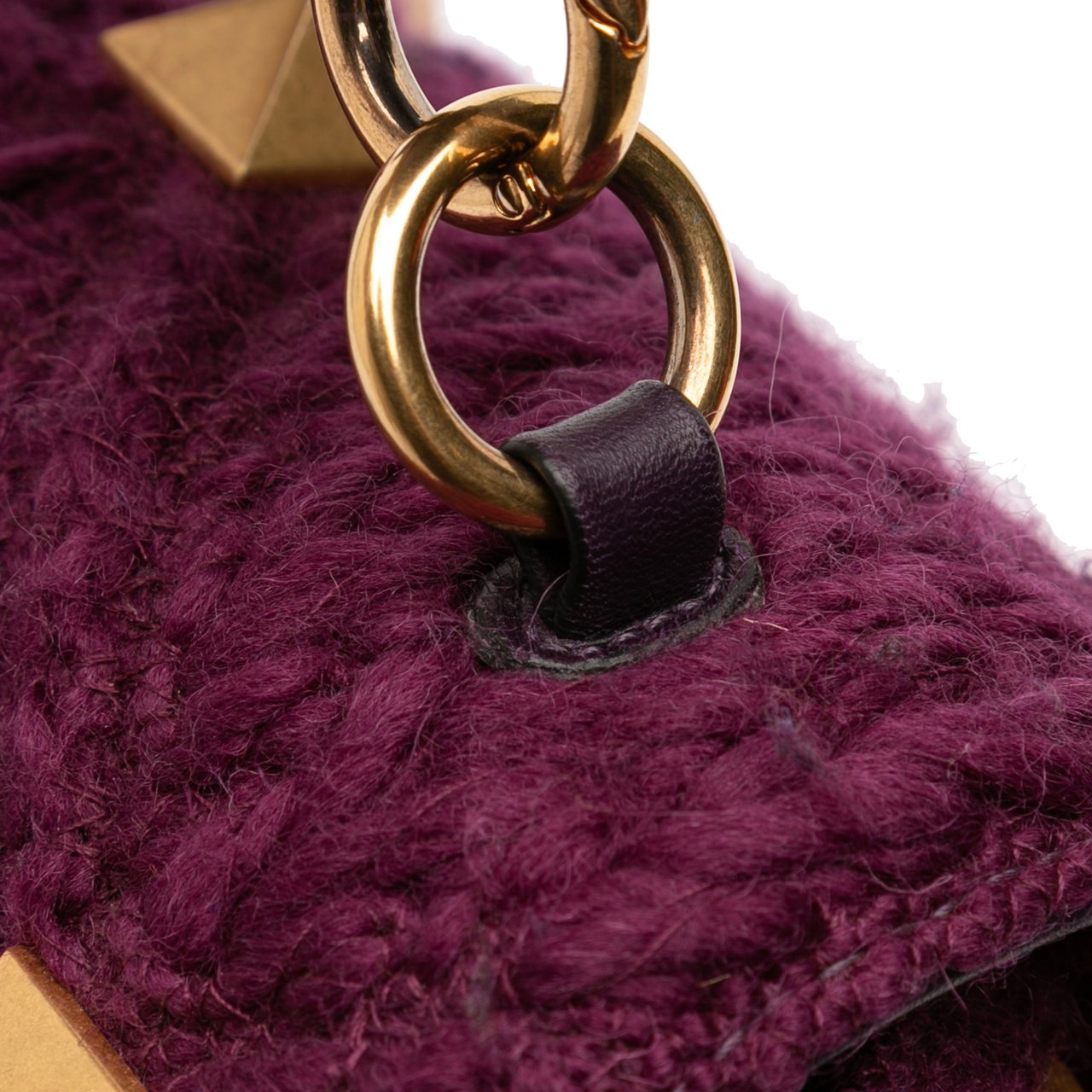 Valentino Large Knit Roman Stud Satchel Paars