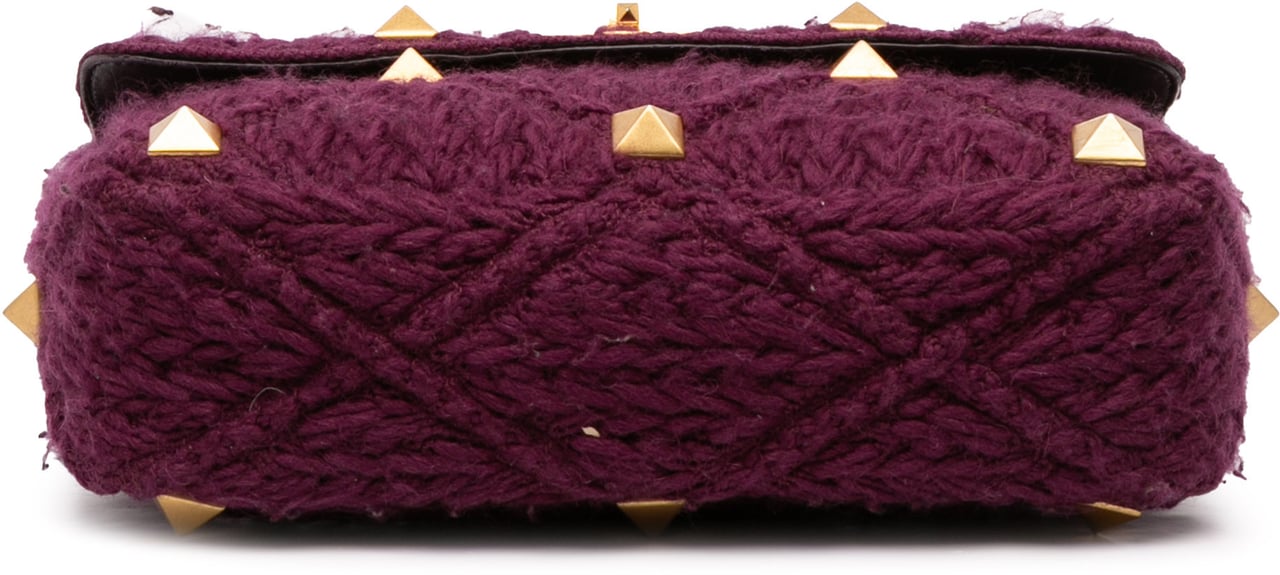 Valentino Large Knit Roman Stud Satchel Paars