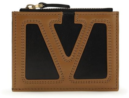 Valentino Garavani Valentino Garavani Black Calf Leather Bos Taurus Wallet Zwart