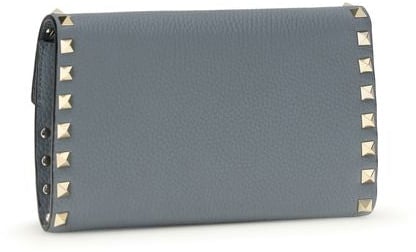 Valentino Garavani Valentino Garavani Blue Calf Leather Bos Taurus Wallet Blauw
