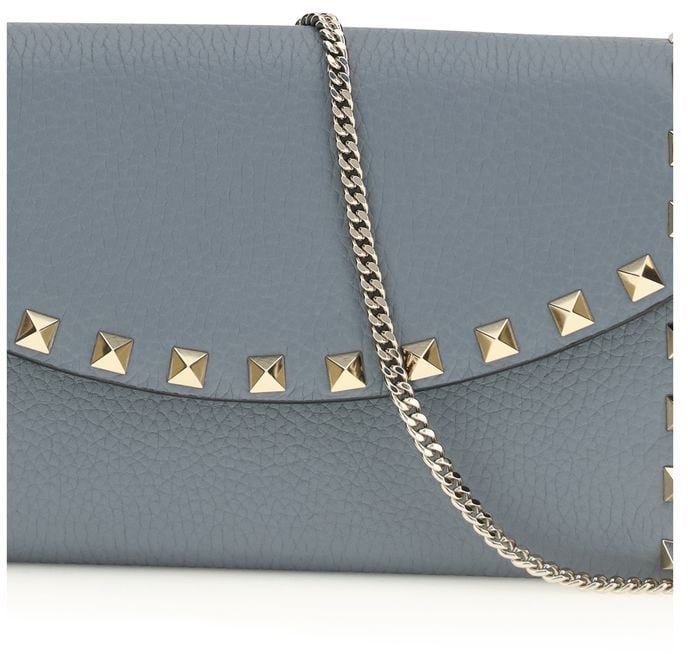 Valentino Garavani Valentino Garavani Blue Calf Leather Bos Taurus Wallet Blauw