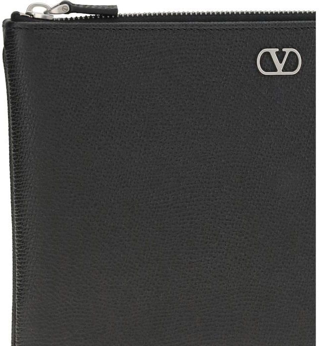 Valentino Garavani Valentino Garavani Black Calf Leather Bos Taurus Wallet Zwart