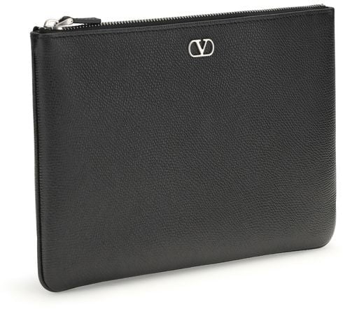 Valentino Garavani Valentino Garavani Black Calf Leather Bos Taurus Wallet Zwart