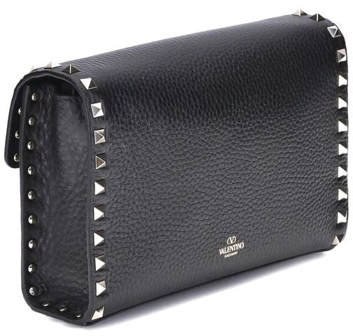 Valentino Garavani Valentino Garavani Black Calf Leather Bos Taurus Shoulder Bag Zwart