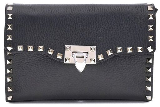 Valentino Garavani Valentino Garavani Black Calf Leather Bos Taurus Shoulder Bag Zwart