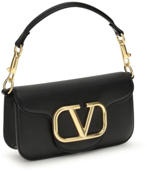 Valentino Garavani Valentino Garavani Black Calf Leather Bos Taurus Shoulder Bag Zwart