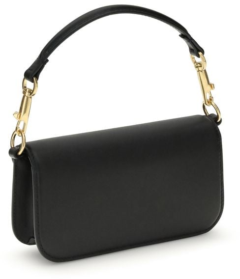 Valentino Garavani Valentino Garavani Black Calf Leather Bos Taurus Shoulder Bag Zwart