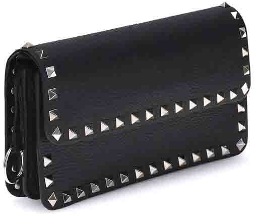Valentino Garavani Black Calf Leather Bos Taurus Wallet Zwart