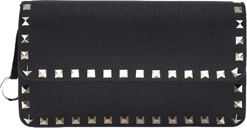 Valentino Garavani Black Calf Leather Bos Taurus Wallet Zwart