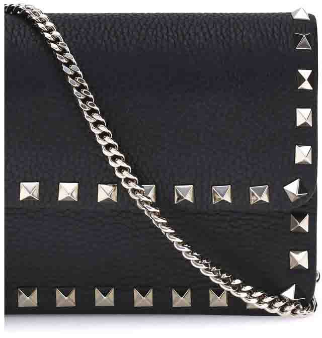 Valentino Garavani Black Calf Leather Bos Taurus Wallet Zwart
