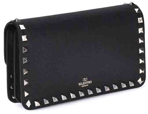 Valentino Garavani Black Calf Leather Bos Taurus Wallet Zwart