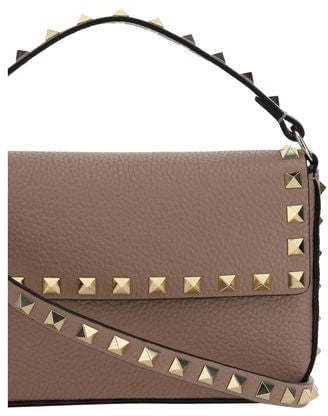 Valentino Garavani Beige Calf Leather Bos Taurus Shoulder Bag Beige
