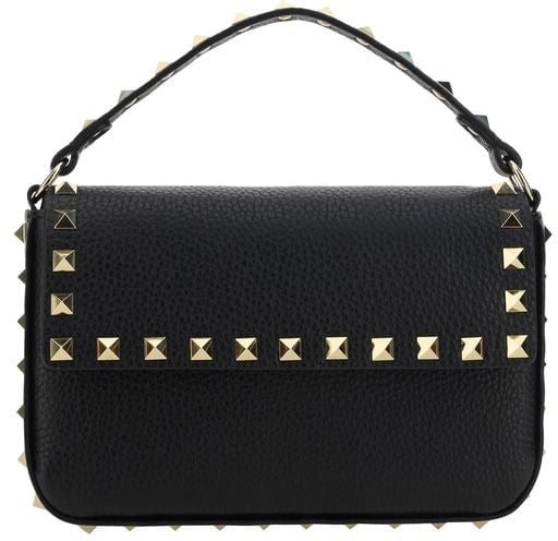 Valentino Garavani Black Calf Leather Bos Taurus Shoulder Bag Zwart