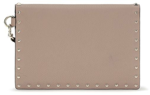 Valentino Garavani Beige Calf Leather Bos Taurus Clutch Bag Beige