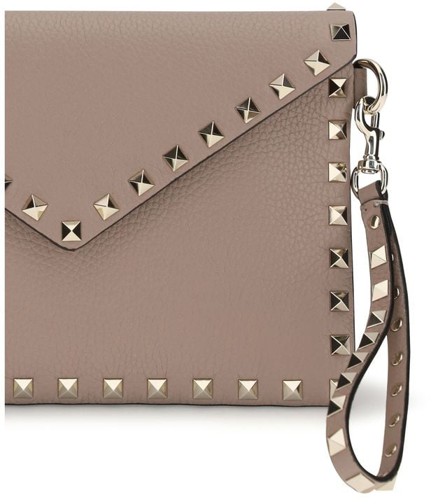 Valentino Garavani Beige Calf Leather Bos Taurus Clutch Bag Beige