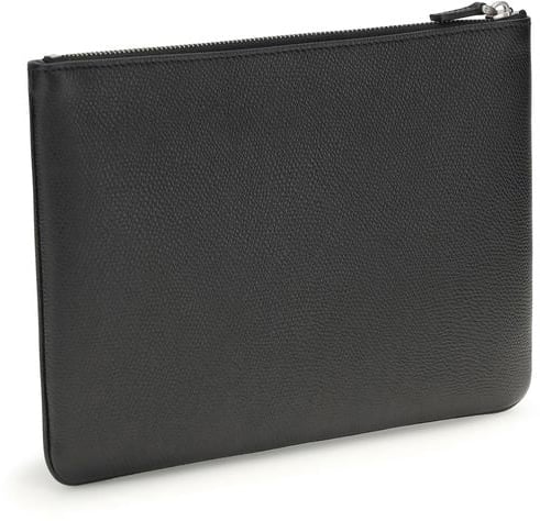 Valentino Garavani Black Calf Leather Bos Taurus Clutch Bag Zwart