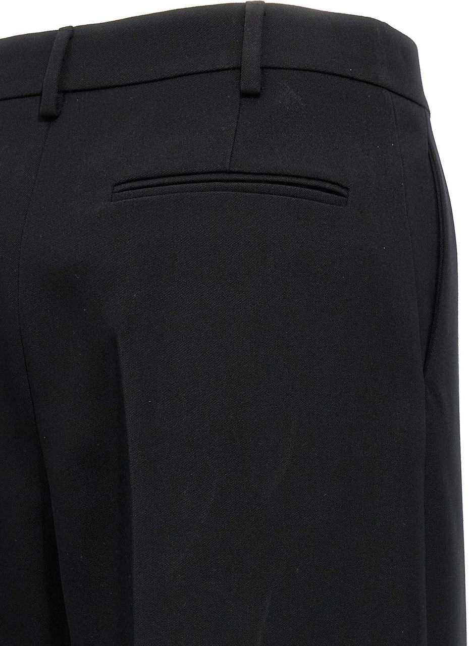 Valentino Garavani Black Virgin Wool Dress Pants Zwart