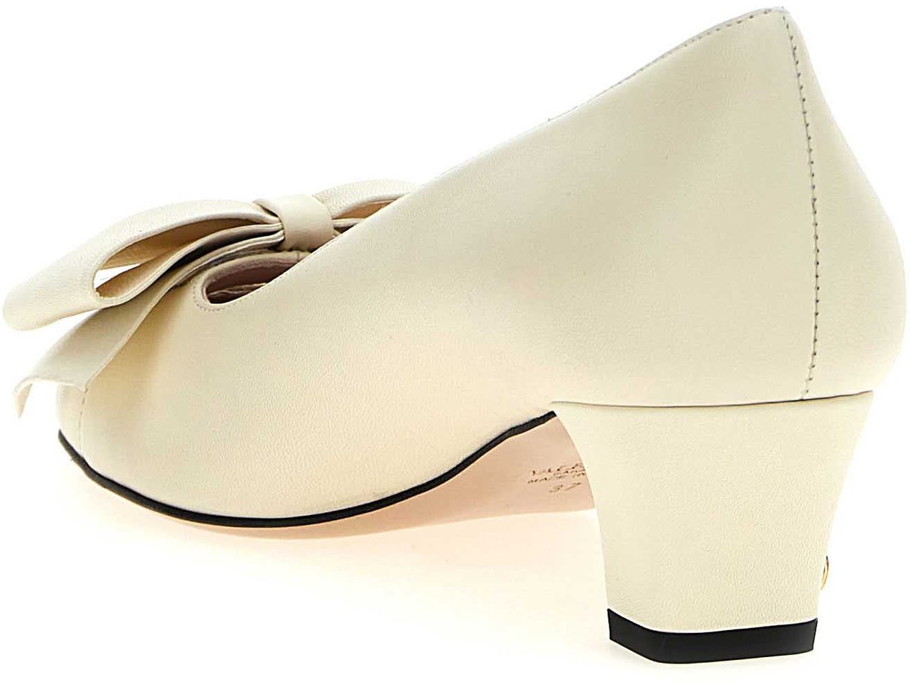 Valentino Garavani White Goatskin Mid Heel Pumps Wit
