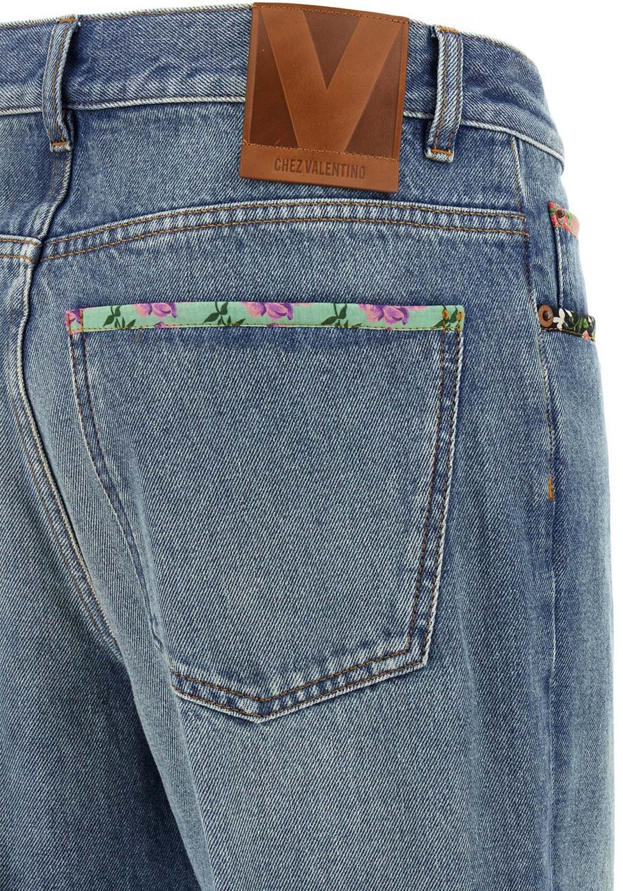 Valentino Garavani Blue Cotton Jeans Denim Blauw