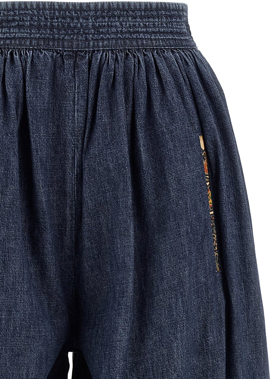Valentino Garavani Blue Cotton Pants Blauw