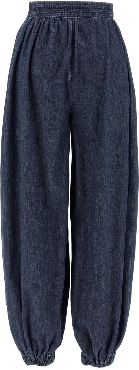 Valentino Garavani Blue Cotton Pants Blauw