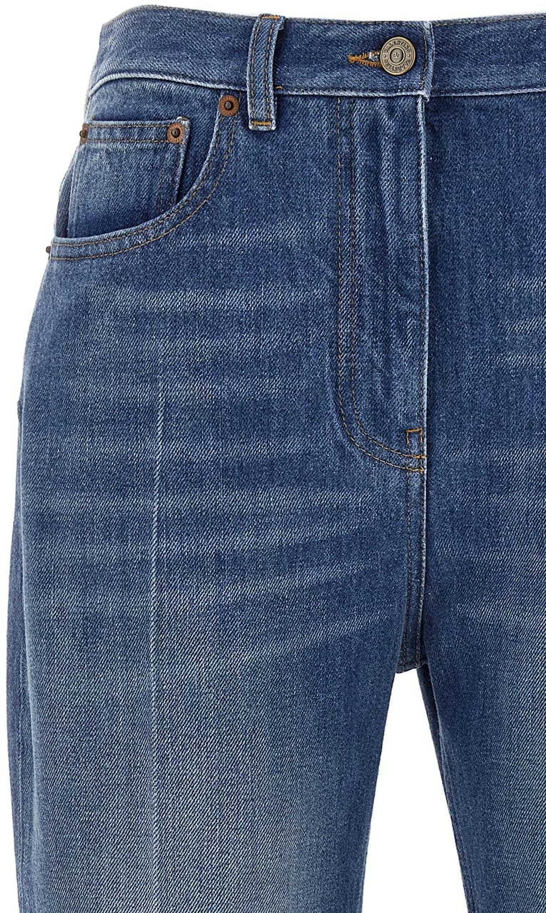 Valentino Garavani Blue Cotton Flared Jeans Lichtblauw
