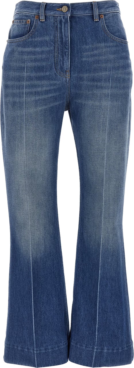 Valentino Garavani Blue Cotton Flared Jeans Lichtblauw