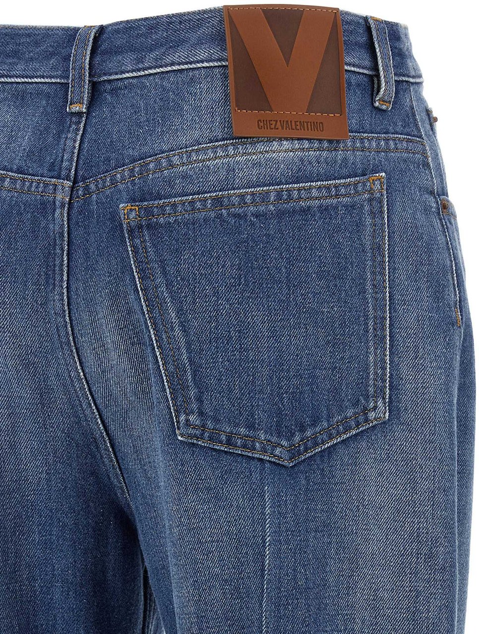 Valentino Garavani Blue Cotton Flared Jeans Lichtblauw