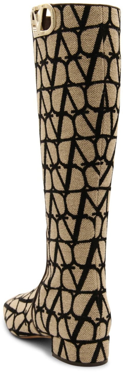 Valentino Garavani Valentino Garavani Canvas Logo Boots Beige