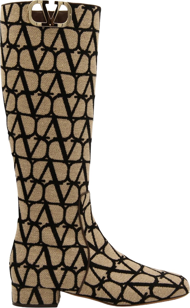 Valentino Garavani Valentino Garavani Canvas Logo Boots Beige