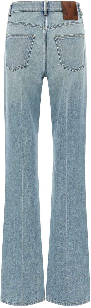 Valentino Garavani Blue Cotton High-Waisted Jean Lichtblauw