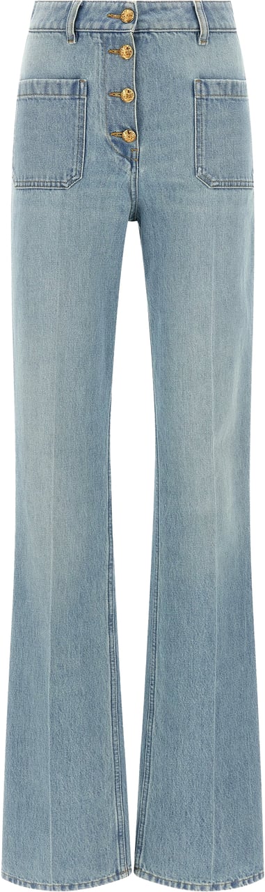 Valentino Garavani Blue Cotton High-Waisted Jean Lichtblauw