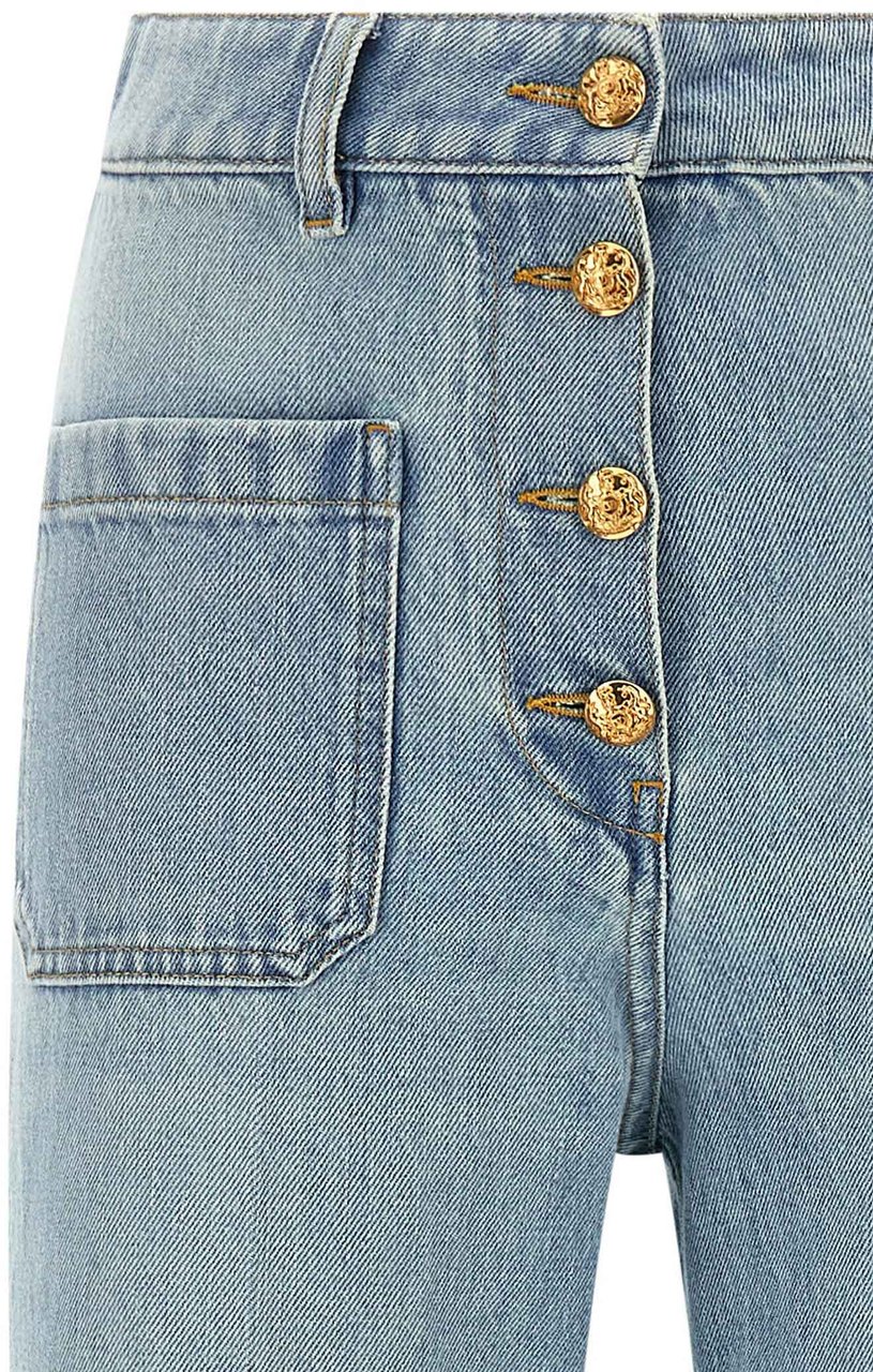 Valentino Garavani Blue Cotton High-Waisted Jean Lichtblauw