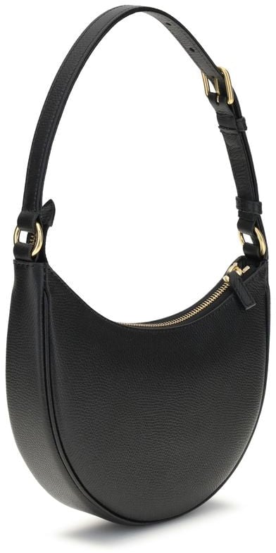 Valentino Garavani Black Calf Leather Bos Taurus Shoulder Bag Zwart