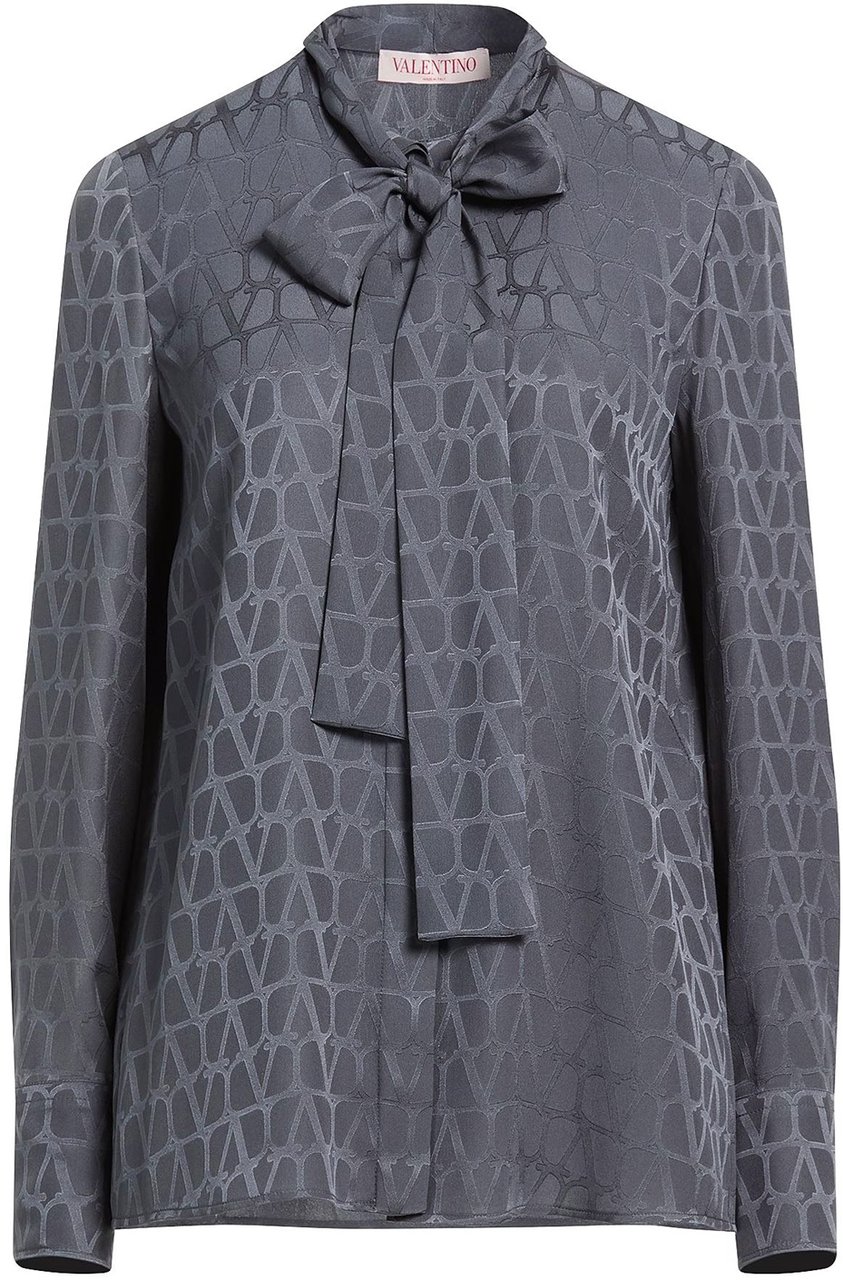 Valentino Garavani Textured Blue Shirt Grijs